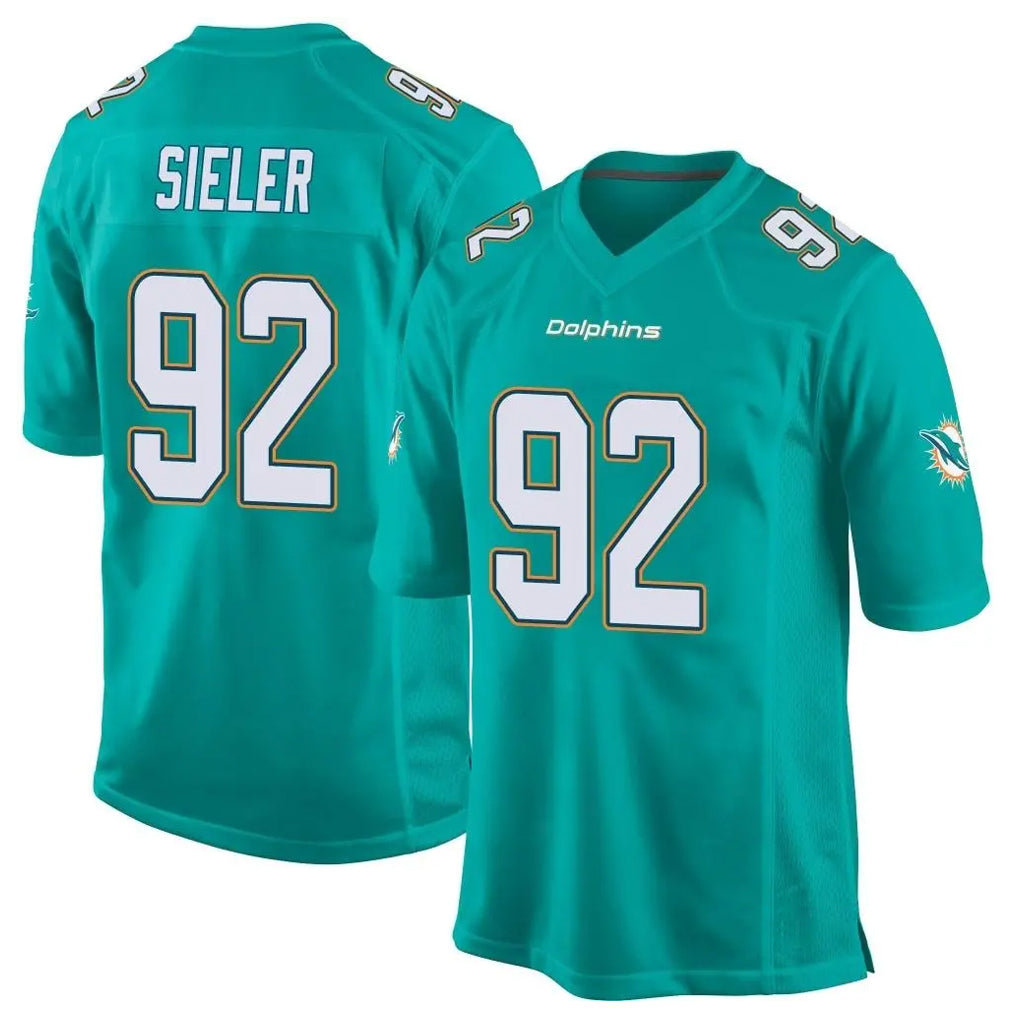 Kdoa M.Dolphins #92 Zach Sieler Player Aqua Team Color Home Game Stitched Jerseys