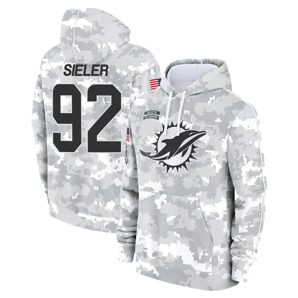 Kdoa M.Dolphins #92 Zach Sieler Player Arctic Camo Salute to Service Hoodies Limited Game Stitched Jerseys