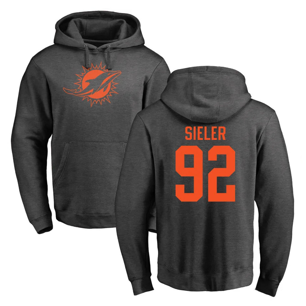Kdoa M.Dolphins #92 Zach Sieler Player Darkgray Pullover Hoodies Limited Stitched Jerseys