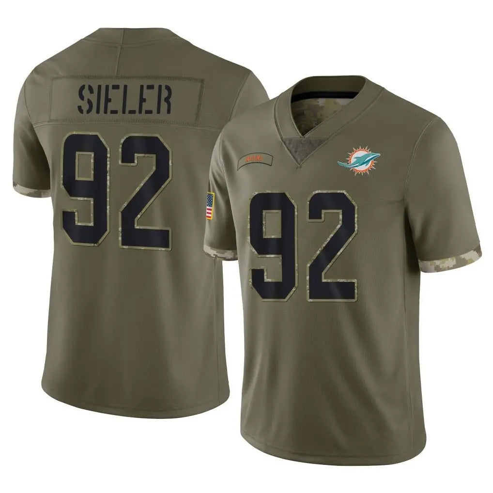 Kdoa M.Dolphins #92 Zach Sieler Player Olive Salute To Service Limited Stitched Jerseys