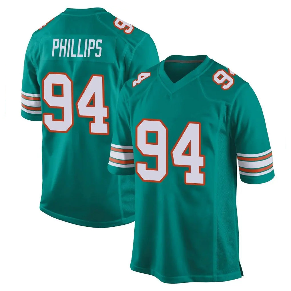 Kdoa M.Dolphins #94 Jordan Phillips Player Aqua Alternate Home Game Stitched Jerseys
