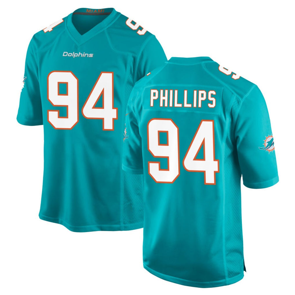 Kdoa M.Dolphins #94 Jordan Phillips Player Aqua Home Game Stitched Jerseys
