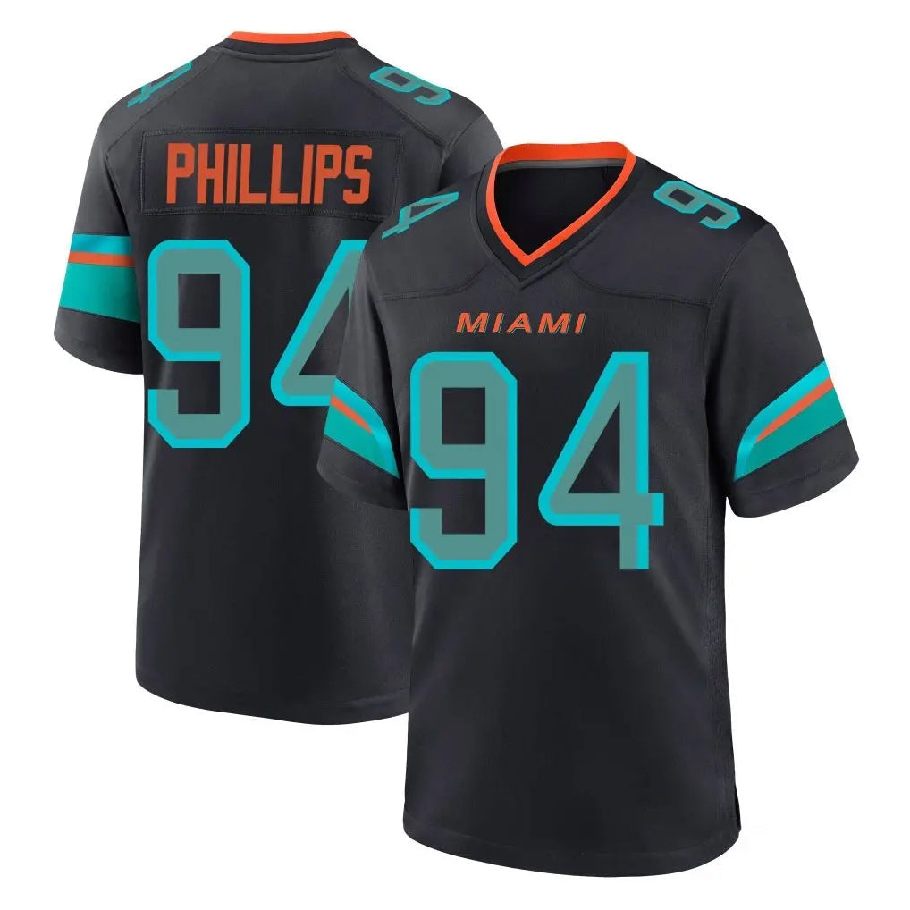 Kdoa M.Dolphins #94 Jordan Phillips Player Black Pitch Rivalries Collection Home Game Stitched Jerseys