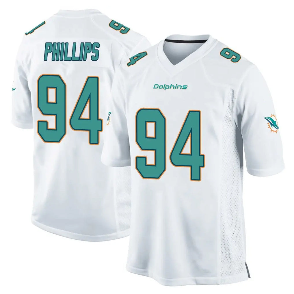 Kdoa M.Dolphins #94 Jordan Phillips Player White Home Game Stitched Jerseys