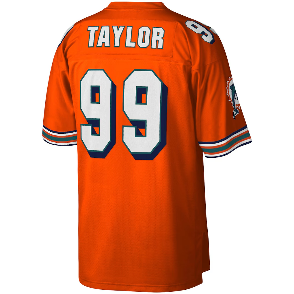 Kdoa M.Dolphins #99 Jason Taylor Mitchell & Ness Orange Big & Tall 2004 Retired Player Replica Jersey