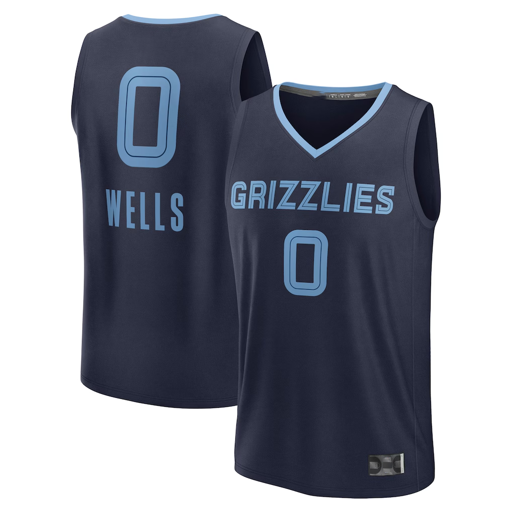 Kdoa M.Grizzlies #0 Jaylen Wells Navy Fast Break Replica Player Stitched Jerseys- Icon Edition