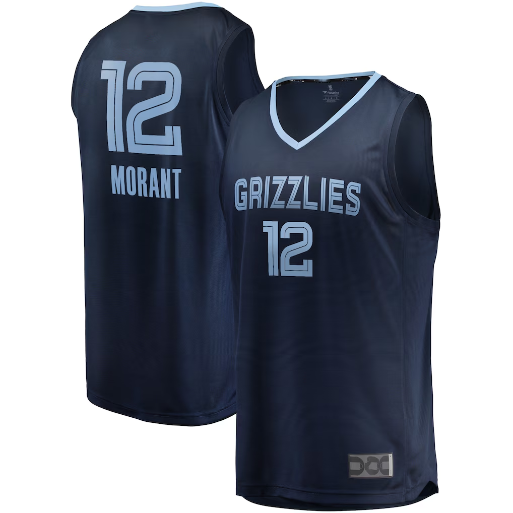 Kdoa M.Grizzlies #12 Ja Morant Navy Fast Break Replica Stitched Jerseys- Icon Edition