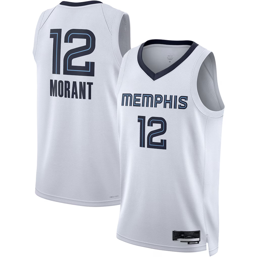 Kdoa M.Grizzlies #12 Ja Morant White Swingman Stitched Jerseys- Association Edition