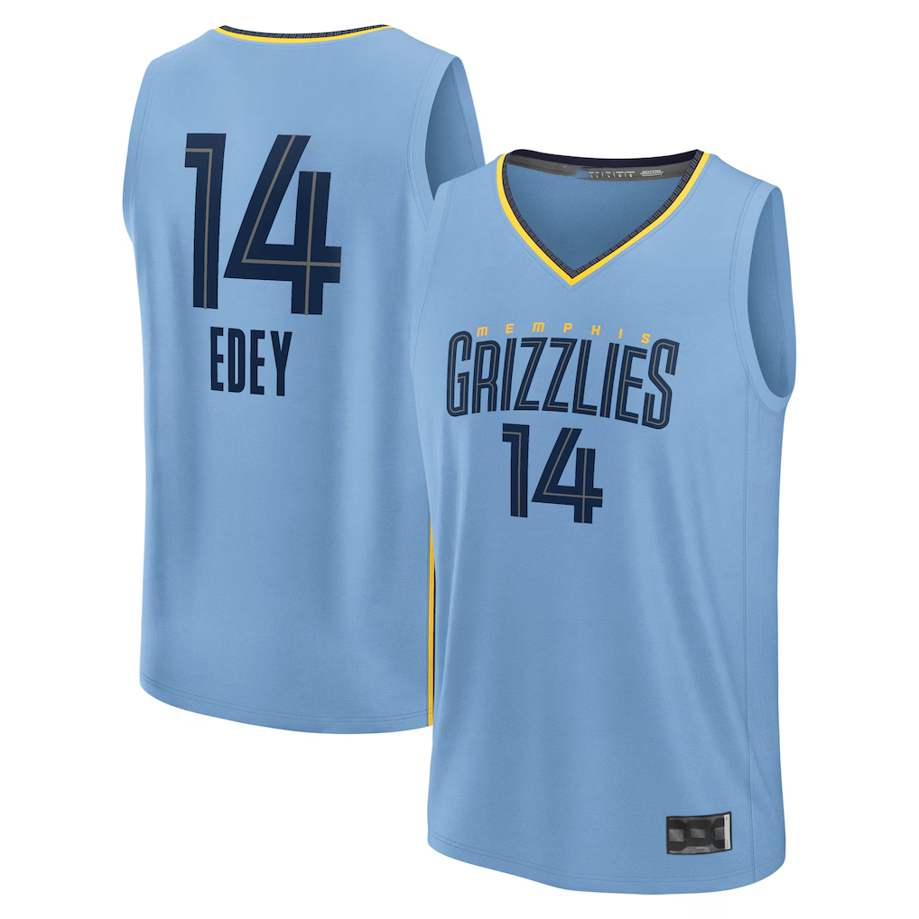 Kdoa M.Grizzlies #14 Zach Edey Light Blue Fast Break Replica Player Stitched Jerseys- Statement Edition