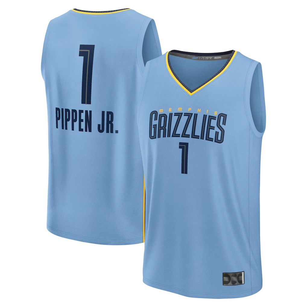 Kdoa M.Grizzlies #1 Scotty Pippen Jr. Light Blue Fast Break Replica Player Stitched Jerseys- Statement Edition