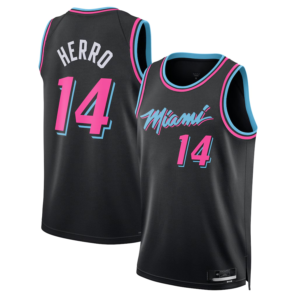 Kdoa M.Heat #14 Tyler Herro Black 2025-2026 Swingman Jerseys - City Edition