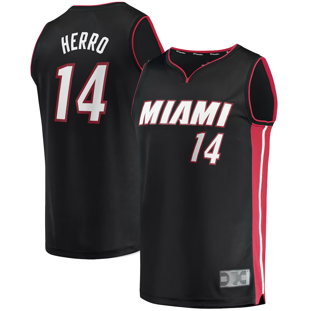 Kdoa M.Heat #14 Tyler Herro Black Fast Break Replica Jerseys - Icon Edition