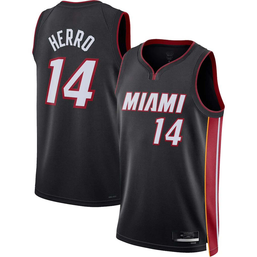 Kdoa M.Heat #14 Tyler Herro Black Swingman Jerseys - Icon Edition