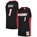 Kdoa M.Heat #1 Chris Bosh Mitchell & Ness Black 2012-13 Hardwood Classics Swingman Jerseys