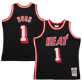 Kdoa M.Heat #1 Chris Bosh Mitchell & Ness Black 2013-14 Hardwood Classics Swingman Jerseys