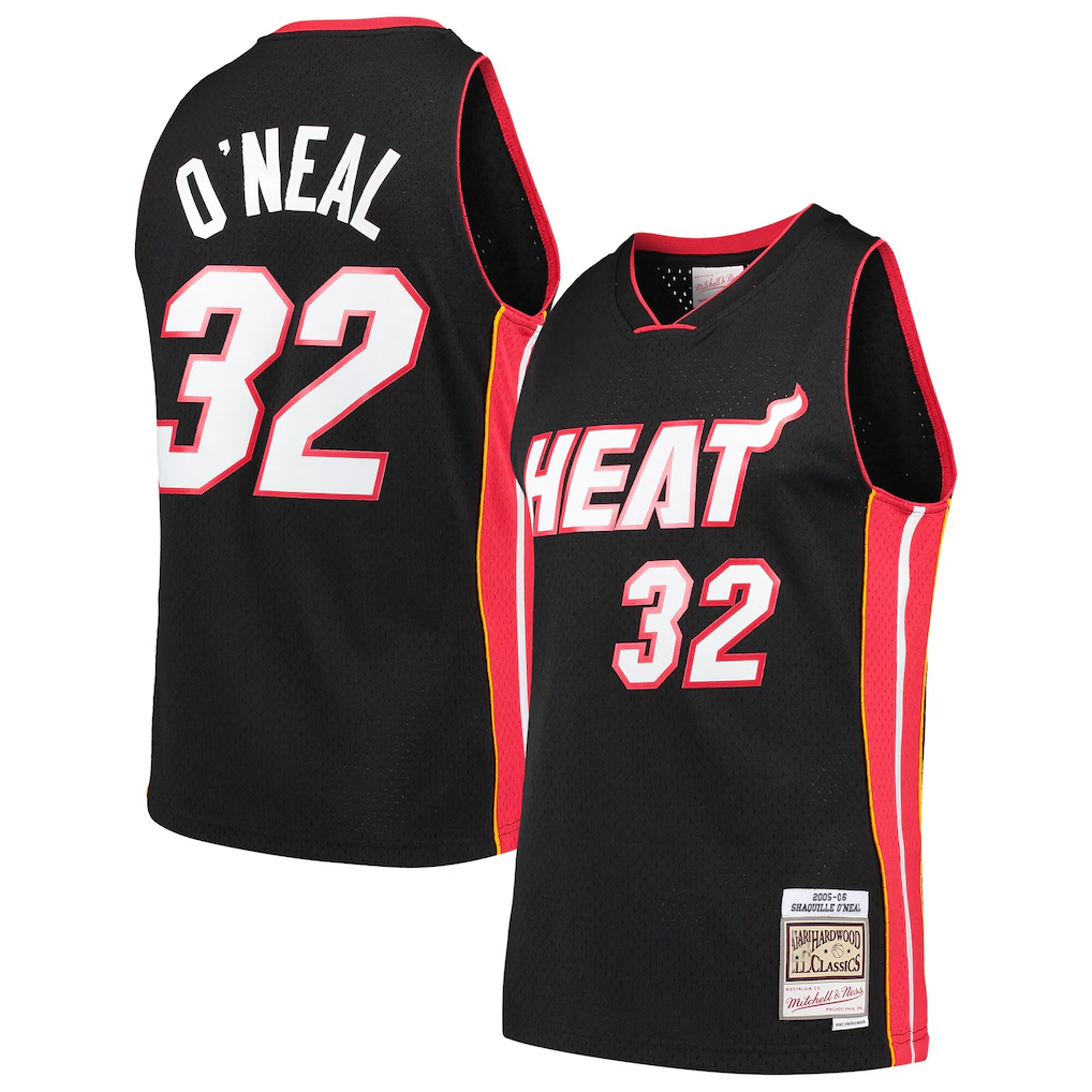 Kdoa M.Heat #32 Shaquille O'Neal Mitchell & Ness Black Hardwood Classics Swingman Jerseys