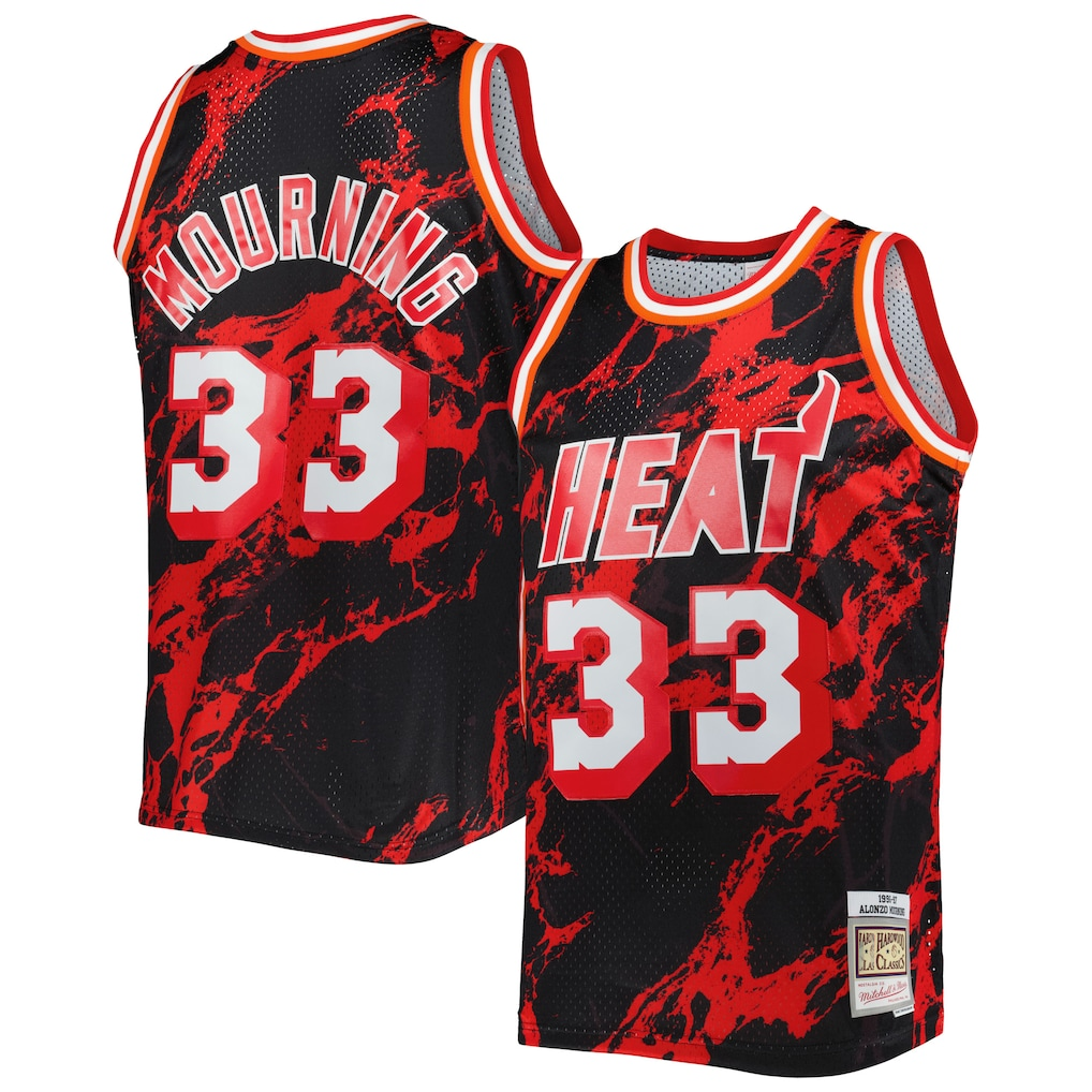 Kdoa M.Heat #33 Alonzo Mourning Mitchell & Ness Black 1996-1997 Hardwood Classics Marble Swingman Jerseys