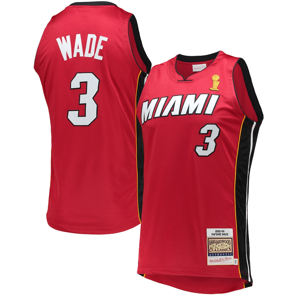 Kdoa M.Heat #3 Dwyane Wade Mitchell & Ness Red 2005-06 Hardwood Classics Authentic Jerseys