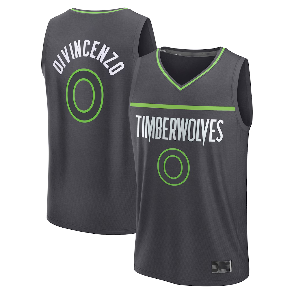 Kdoa M.Timberwolves #0 Donte DiVincenzo Charcoal Fast Break Replica Player Stitched Jerseys - Statement Edition