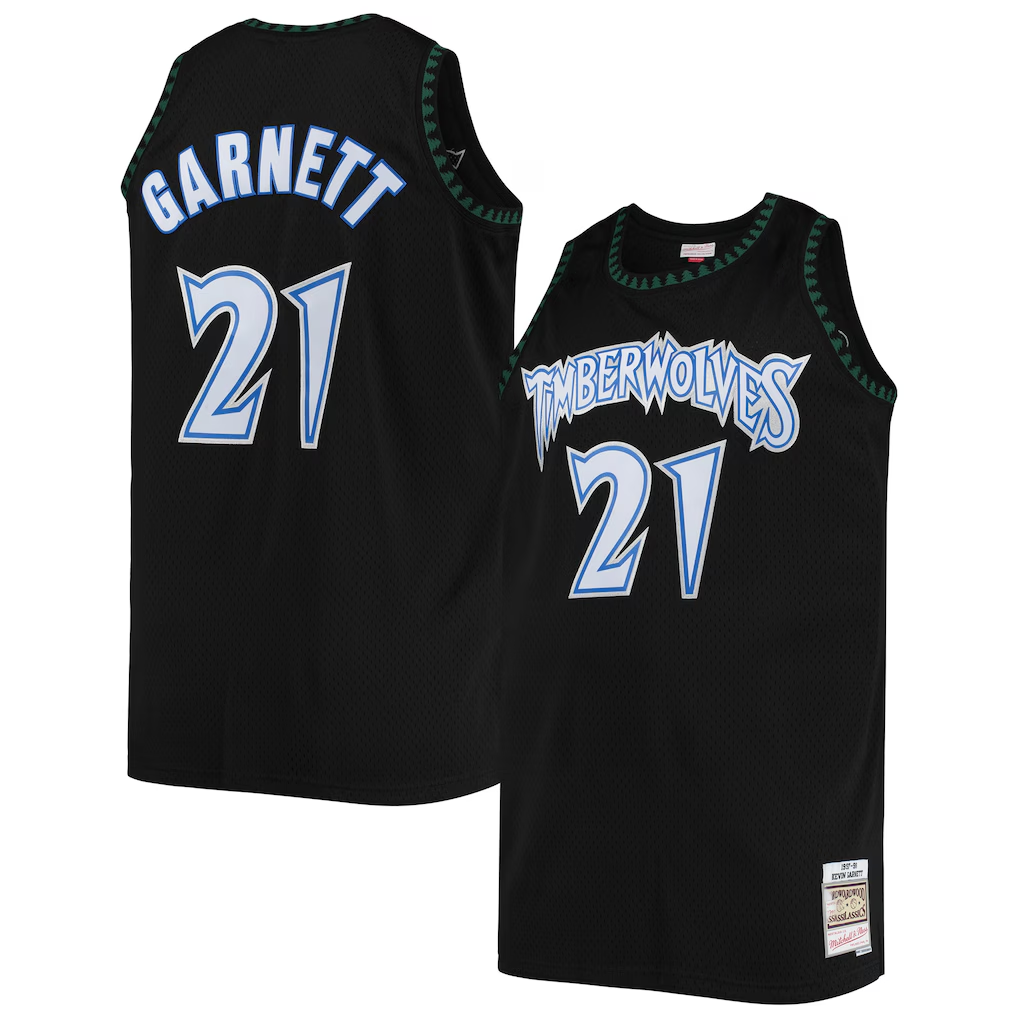 Kdoa M.Timberwolves #21 Kevin Garnett Mitchell & Ness Black 1997-1998 Big & Tall Hardwood Classics Swingman Stitched Jerseys