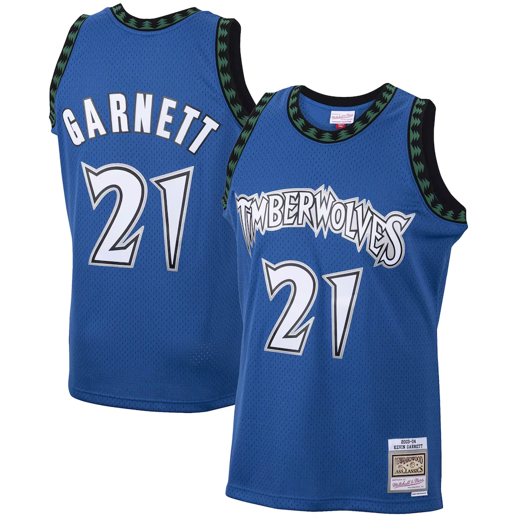 Kdoa M.Timberwolves #21 Kevin Garnett Mitchell & Ness Blue Big & Tall 2003-2004 Hardwood Classics Swingman Stitched Jerseys