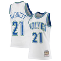 Kdoa M.Timberwolves #21 Kevin Garnett Mitchell & Ness White 1995-1996 Hardwood Classics Swingman Stitched Jerseys