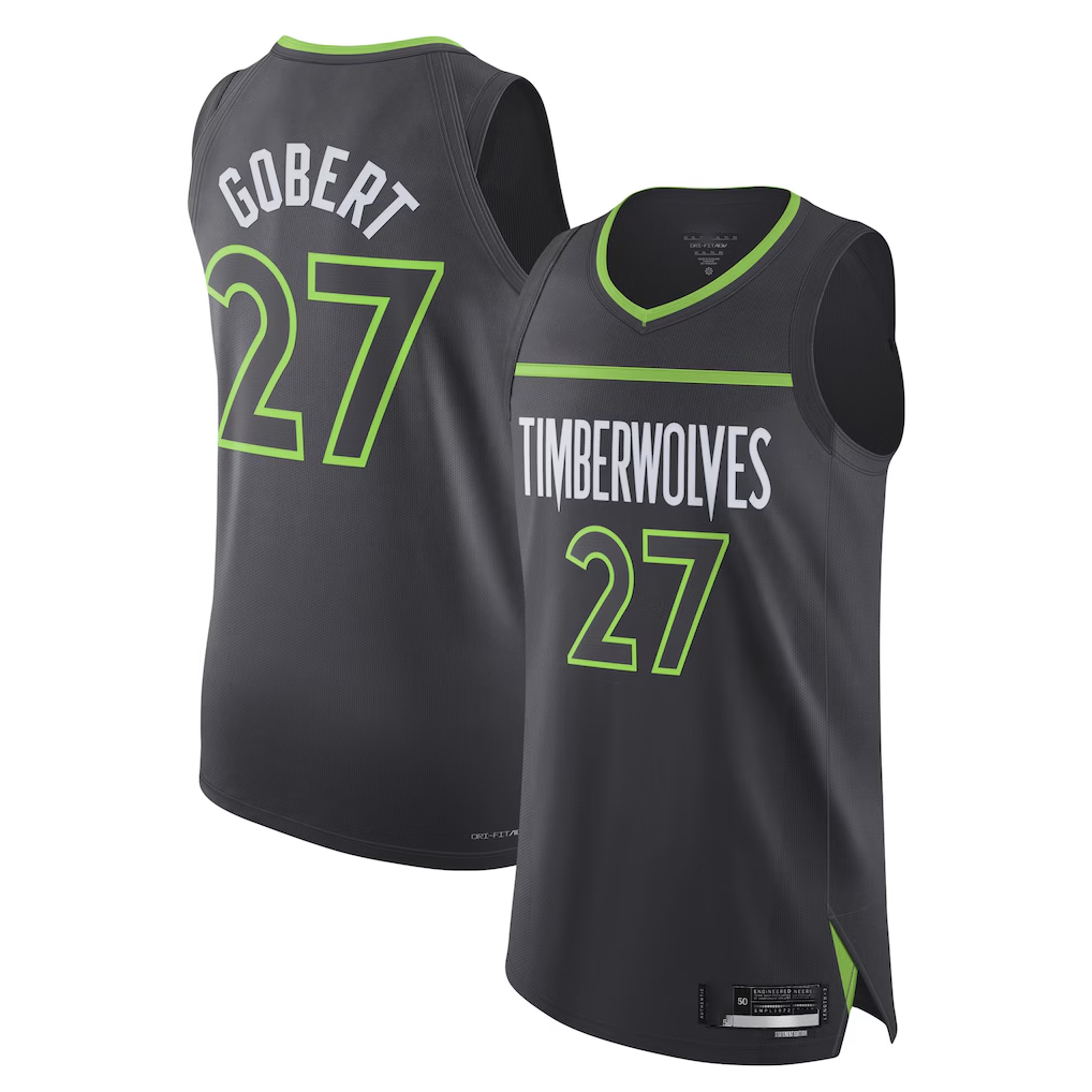 Kdoa M.Timberwolves #27 Rudy Gobert Jordan Brand Anthracite Authentic Stitched Jerseys- Statement Edition
