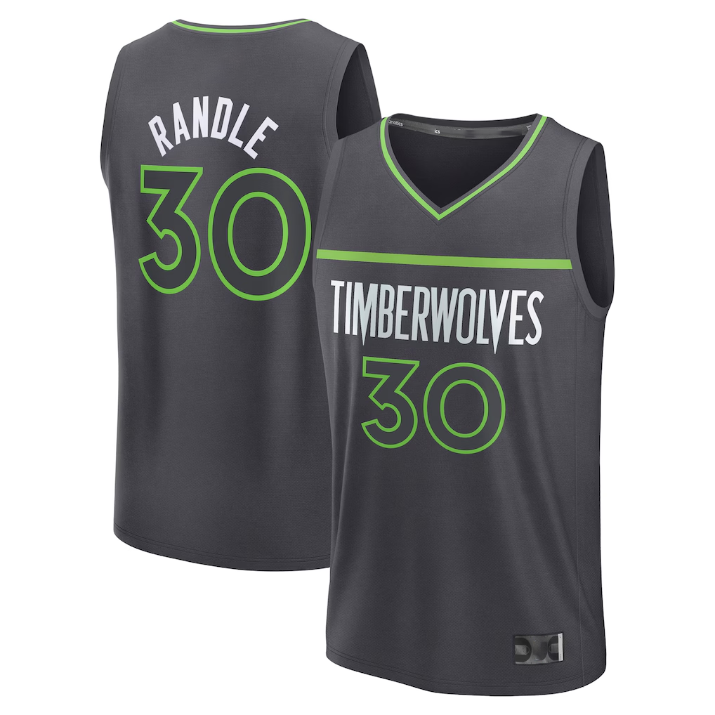 Kdoa M.Timberwolves #30 Julius Randle Charcoal Fast Break Replica Player Stitched Jerseys - Statement Edition