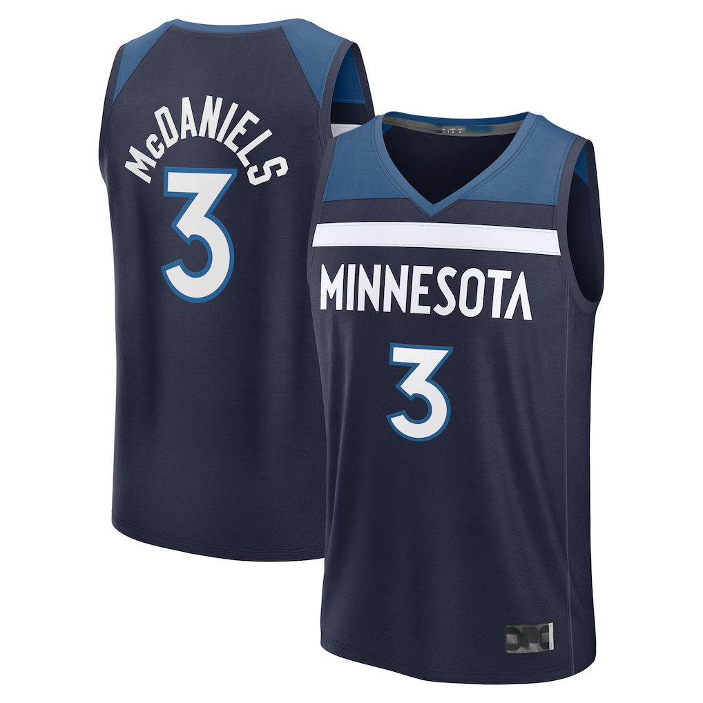 Kdoa M.Timberwolves #3 Jaden McDaniels Navy Fast Break Replica Stitched Jerseys - Icon Edition
