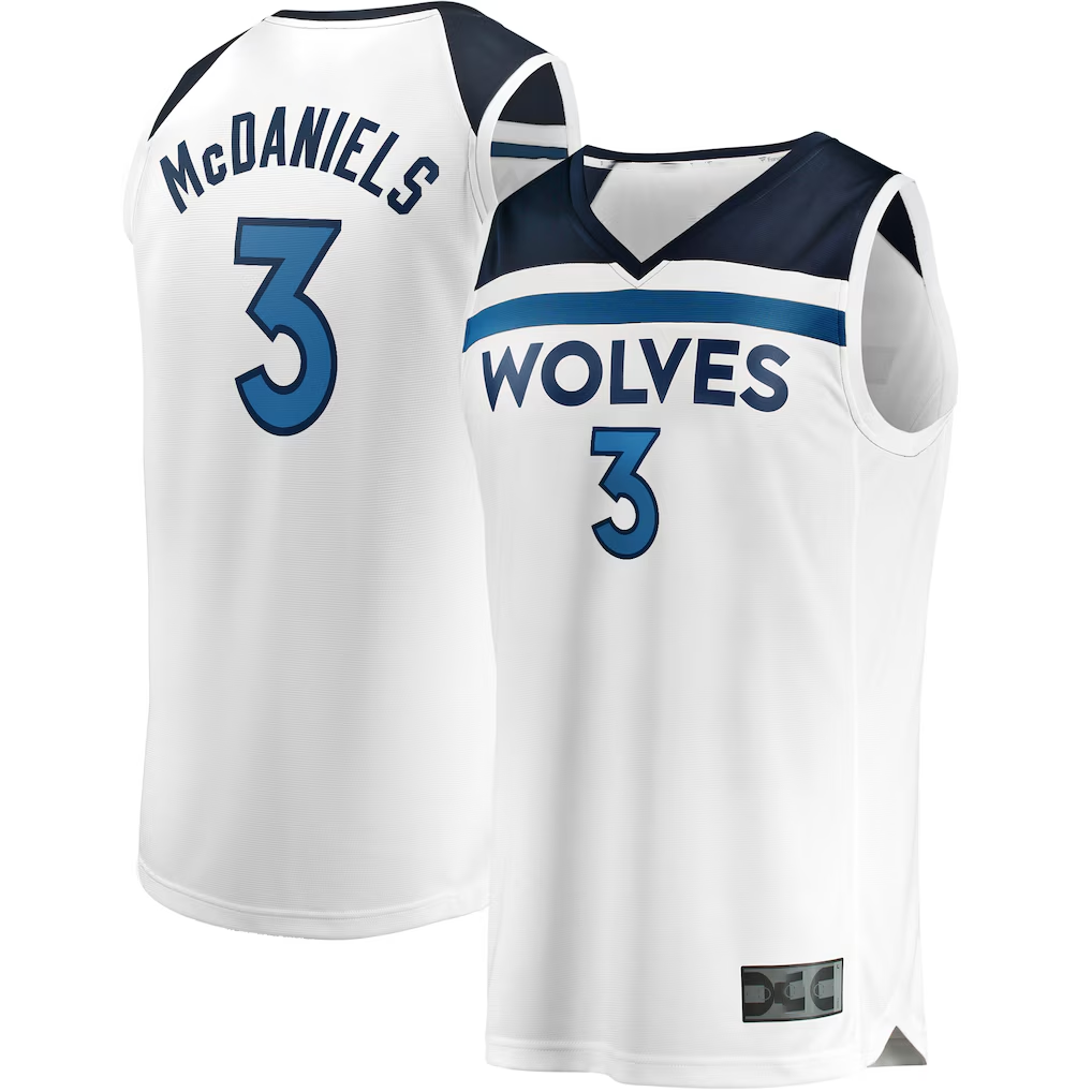 Kdoa M.Timberwolves #3 Jaden McDaniels White Fast Break Replica Player Stitched Jerseys - Association Edition