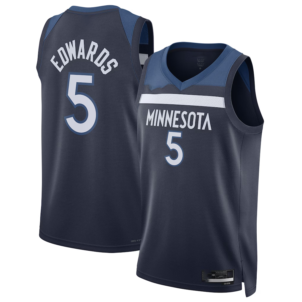 Kdoa M.Timberwolves #5 Anthony Edwards Navy Swingman Stitched Jerseys- Icon Edition