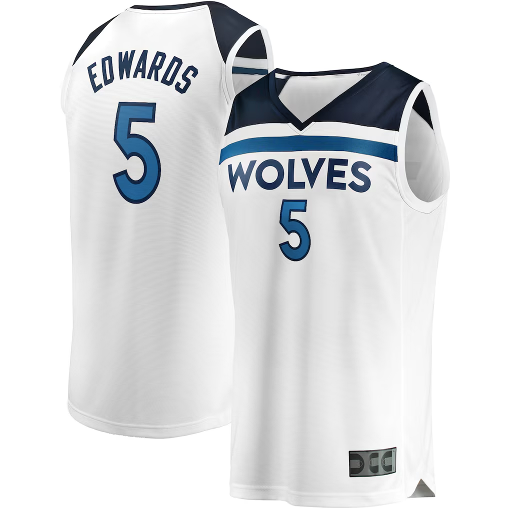 Kdoa M.Timberwolves #5 Anthony Edwards White Fast Break Replica Player Stitched Jerseys - Association Edition
