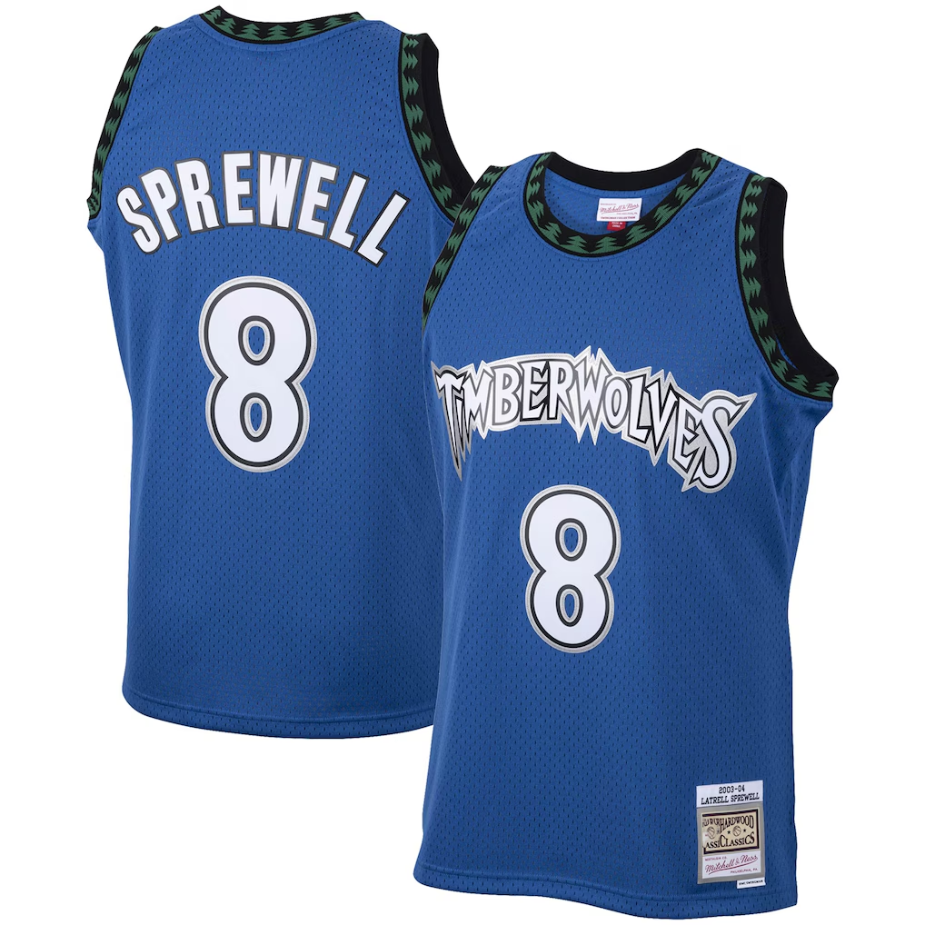 Kdoa M.Timberwolves #8 Latrell Sprewell Mitchell & Ness Blue 2003-2004 Hardwood Classics Swingman Stitched Jerseys
