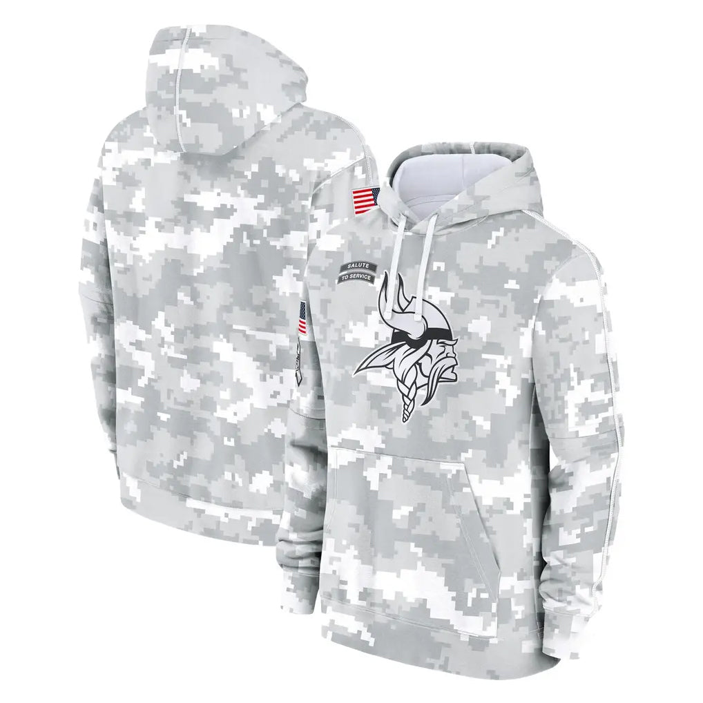 Kdoa MN.Vikings Arctic Camo Salute to Service Pullover Hoodies Limited Game Blank Player Stitched Jerseys