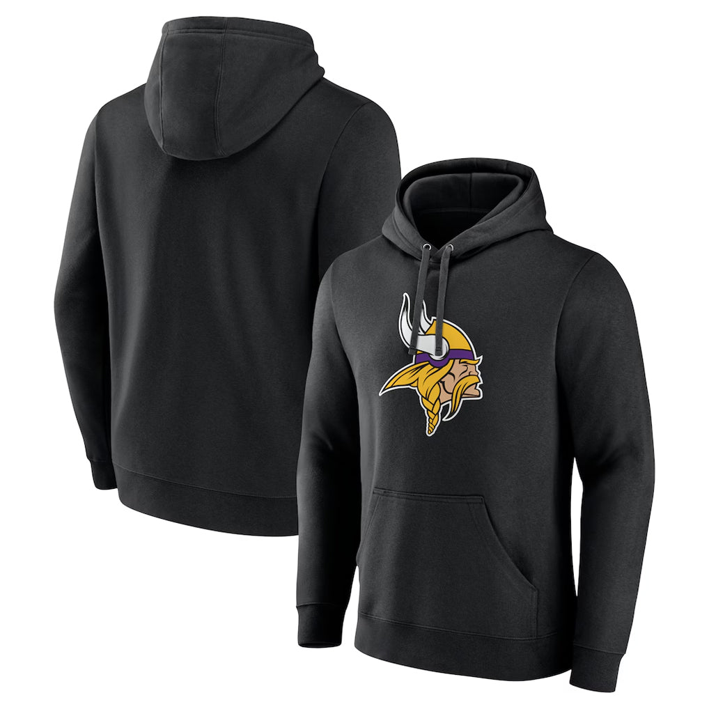 Kdoa MN.Vikings Black LOGO Pullover Hoodies Limited Game Blank Player Stitched Jerseys