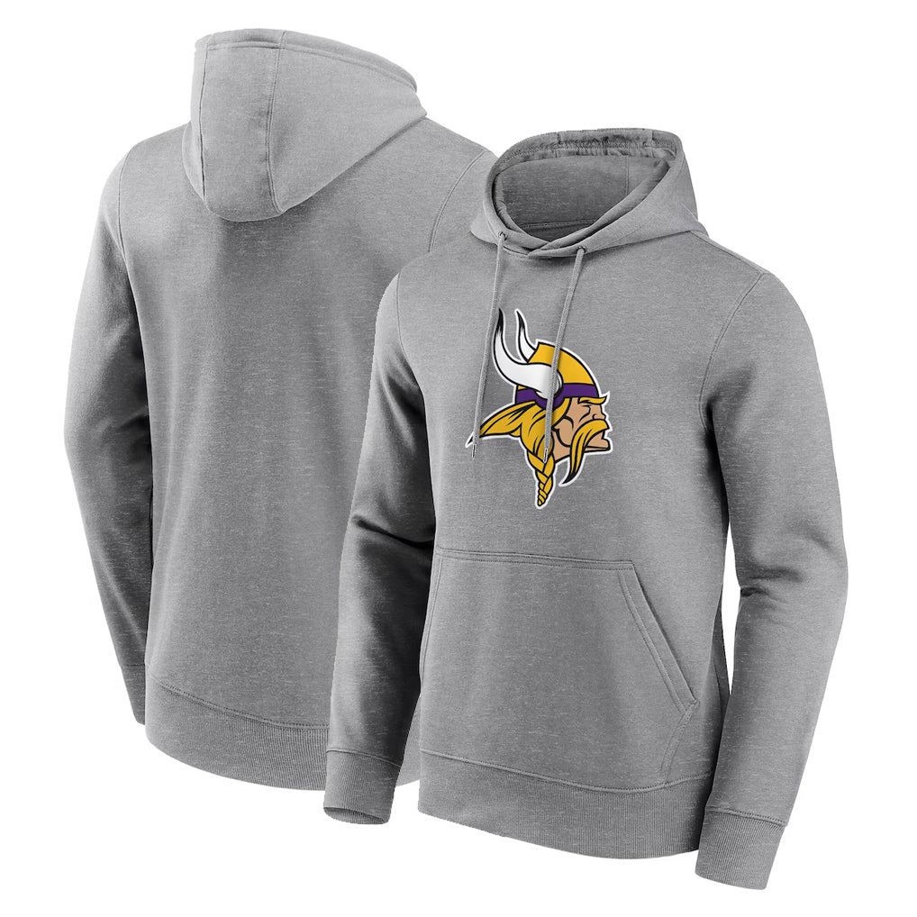 Kdoa MN.Vikings Gray LOGO Pullover Hoodies Blank Player Home Game Stitched Jerseys