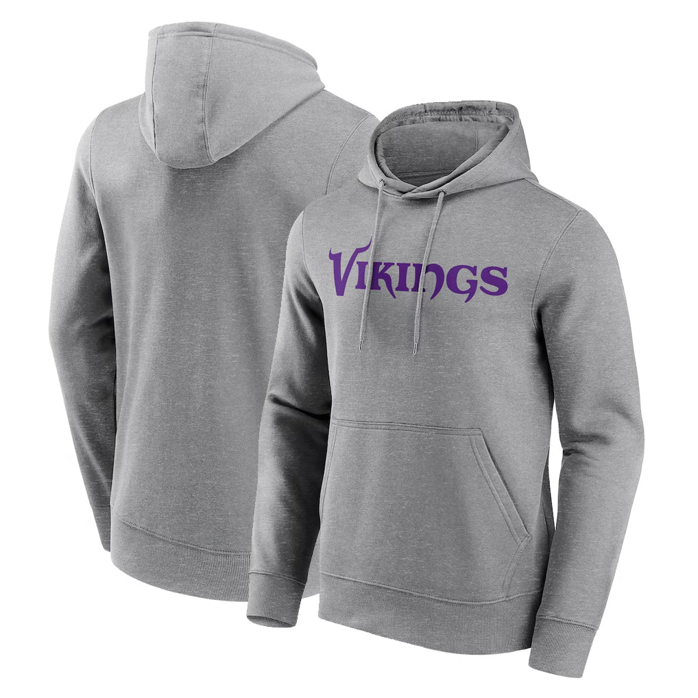 Kdoa MN.Vikings Gray LOGO Pullover Hoodies Home Game Blank Player Stitched Jerseys