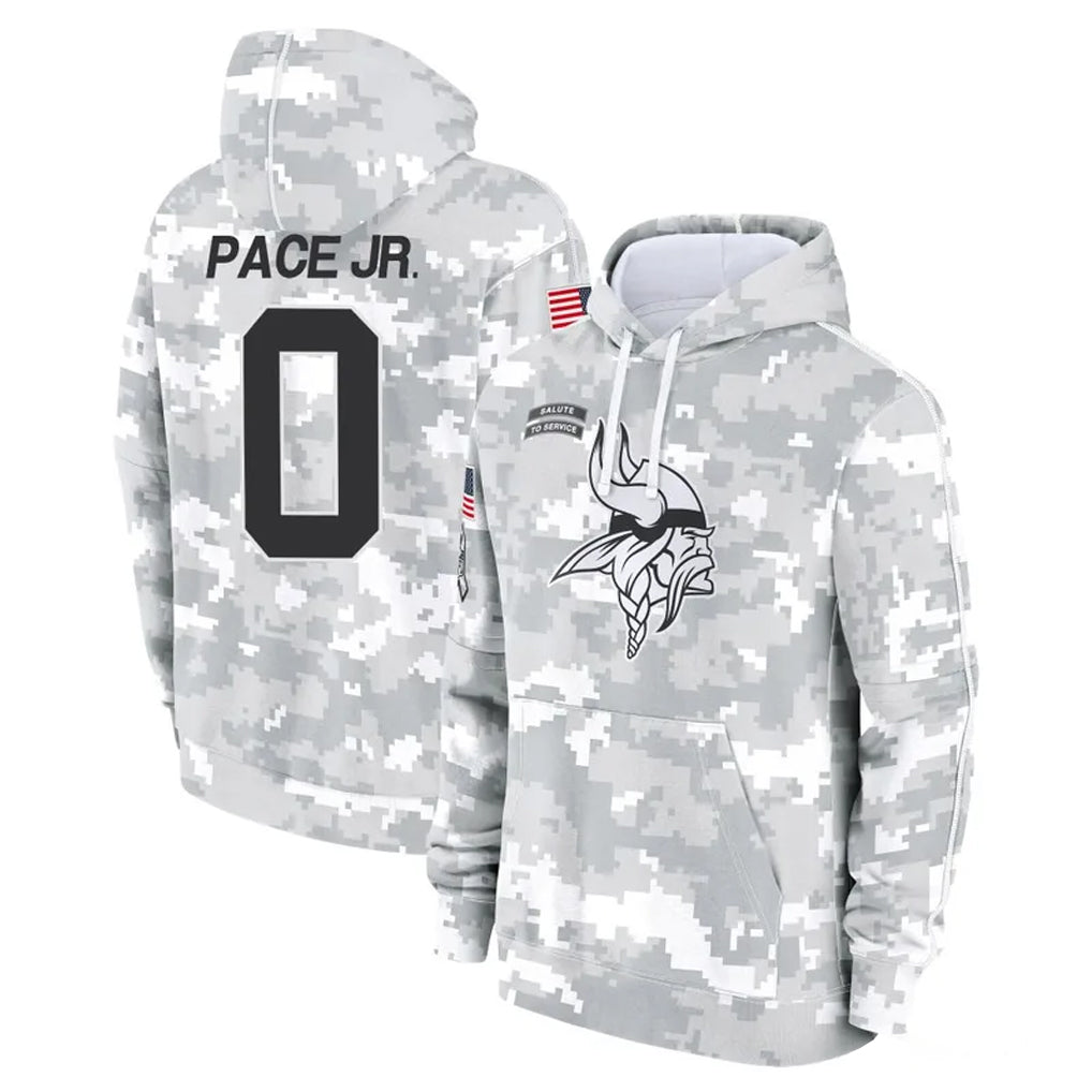 Kdoa MN.Vikings #0 Ivan Pace Jr. Player Arctic Camo Salute to Service Pullover Hoodies Limited Game Stitched Jerseys