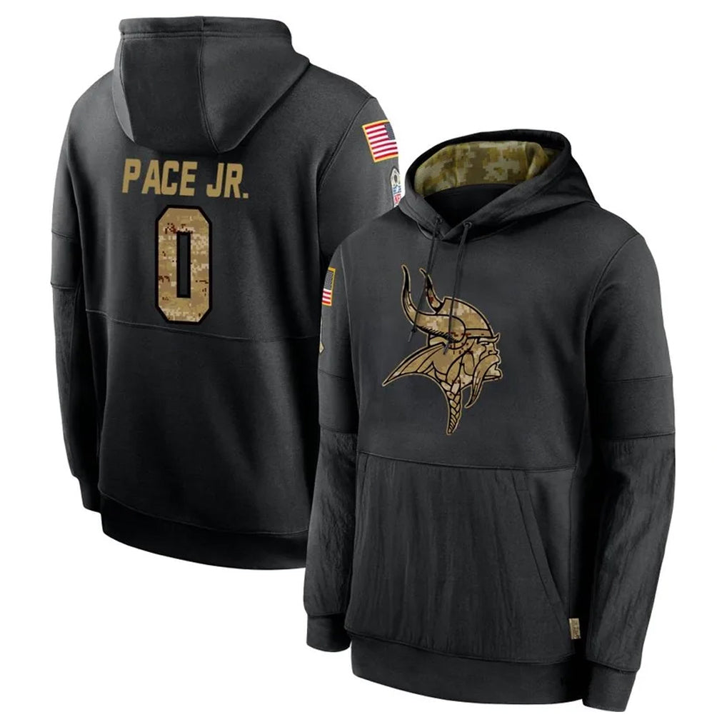 Kdoa MN.Vikings #0 Ivan Pace Jr. Player Black Salute to Service Hoodies Limited Game Stitched Jerseys