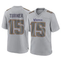 Kdoa MN.Vikings #15 Dallas Turner Player Gray Atmosphere Fashion Home Game Stitched Jerseys
