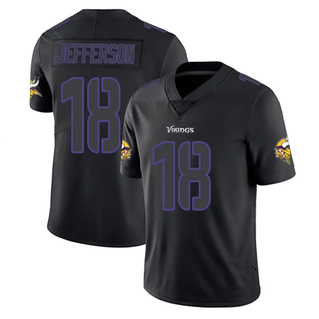 Kdoa MN.Vikings #18 Justin Jefferson Player Black Impact LImited Home Game Stitched Jerseys
