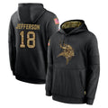 Kdoa MN.Vikings #18 Justin Jefferson Player Black Salute to Service Hoodies Limited Game Stitched Jerseys
