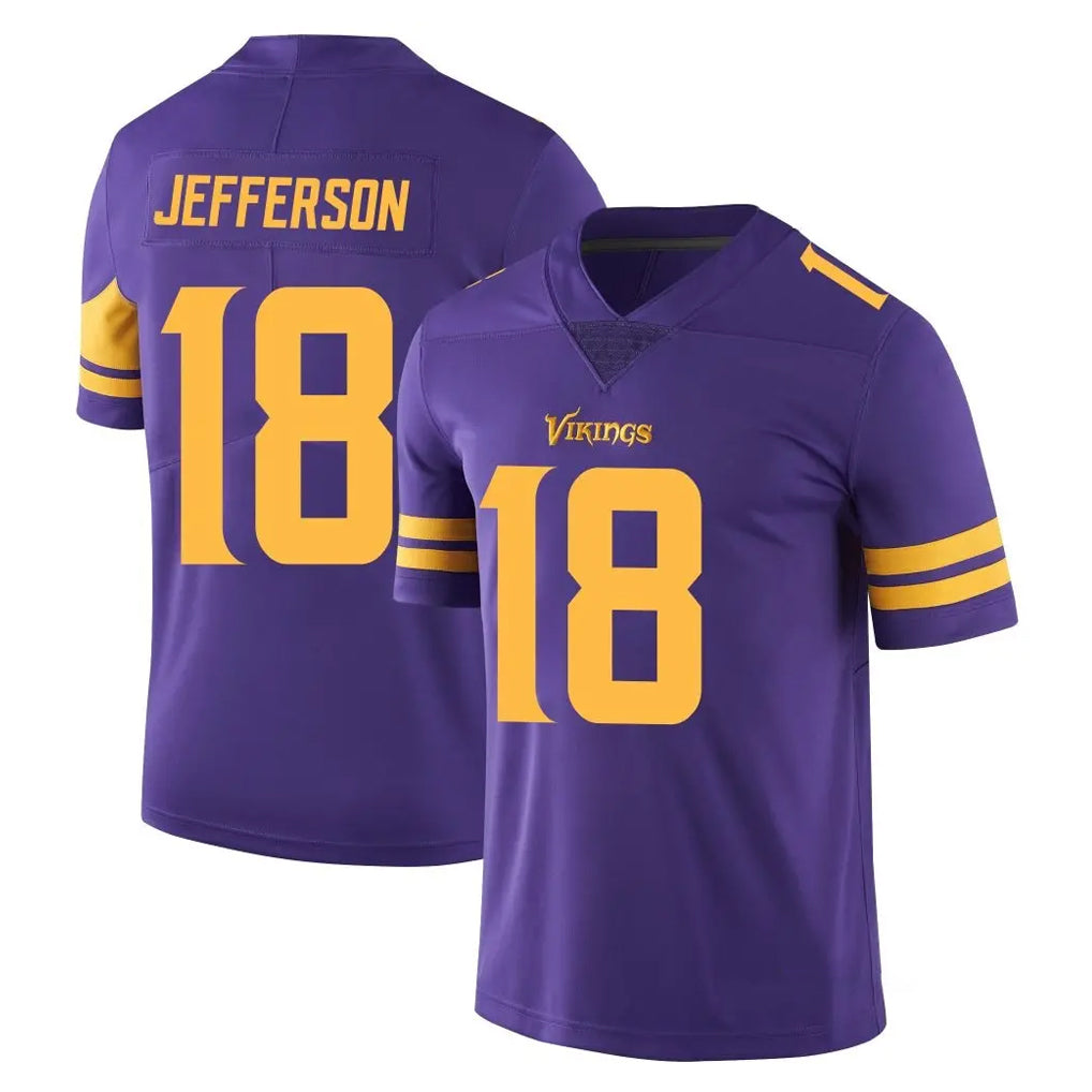 Kdoa MN.Vikings #18 Justin Jefferson Player Purple Limited Color Rush Home Game Stitched Jerseys