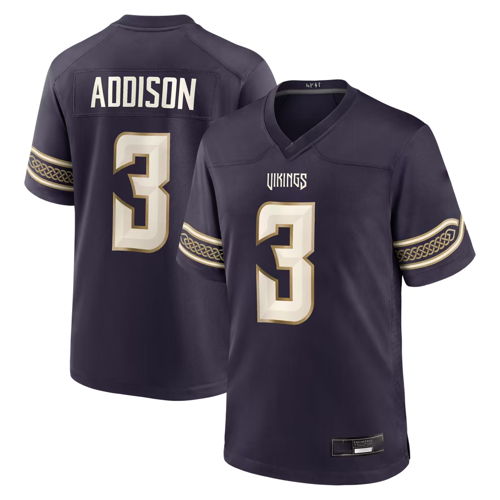 Kdoa MN.Vikings #3 Jordan Addison Purple 2026 Rivalries Collection Game Stitched Jerseys
