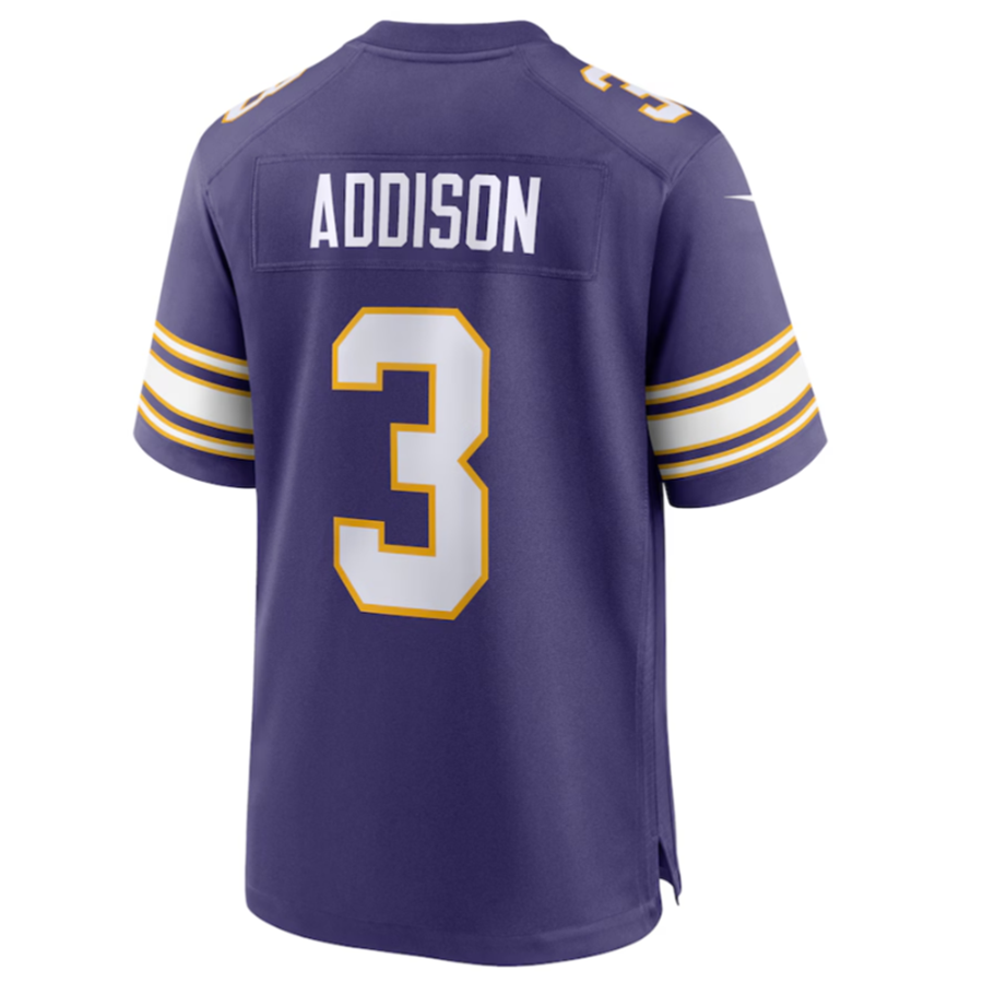 Kdoa MN.Vikings #3 Jordan Addison Purple Classic Player Game Jersey American Stitched Jersey