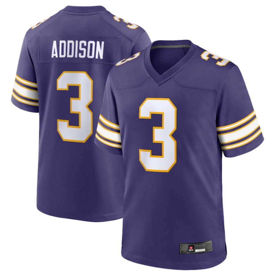Kdoa MN.Vikings #3 Jordan Addison Purple Classic Player Game American Stitched Jerseys