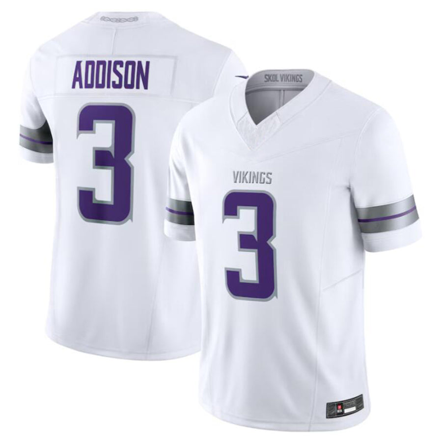 Kdoa MN.Vikings #3 Jordan Addison White Alternate Vapor F.U.S.E. Limited American Stitched Jerseys