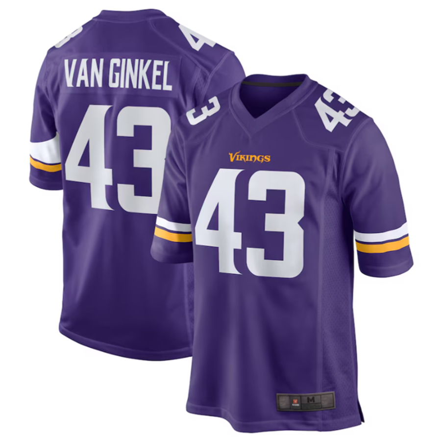 Kdoa MN.Vikings #43 Andrew Van Ginkel Purple Team Game Jersey Stitched American Stitched Jersey