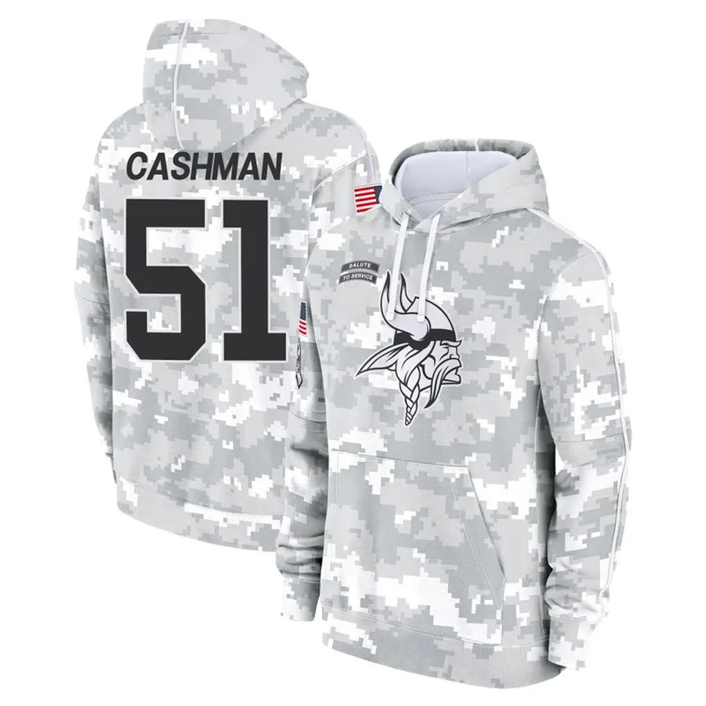 Kdoa MN.Vikings #51 Blake Cashman Player Arctic Camo Salute to Service Pullover Hoodies Limited Game Stitched Jerseys