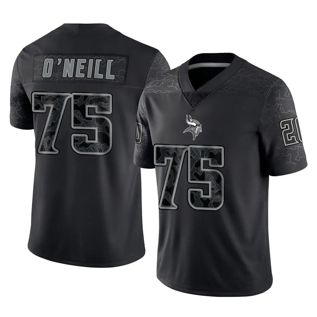 Kdoa MN.Vikings #75 Brian O'Neill Player Black Reflective LImited Home Game Stitched Jerseys